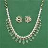 Cz Moti Necklace Set With Gold Plating