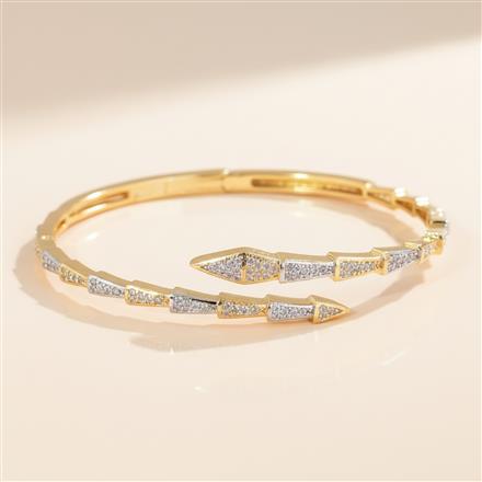 Cz Classic Kada With 2 Tone Rhodium Plating