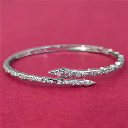 Cz Classic Kada With 2 Tone Rhodium Plating