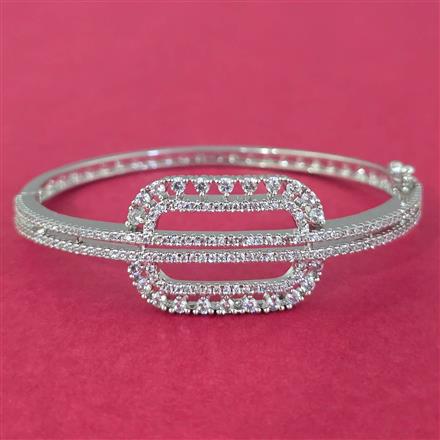 Cz Classic Kada With 2 Tone Rhodium Plating