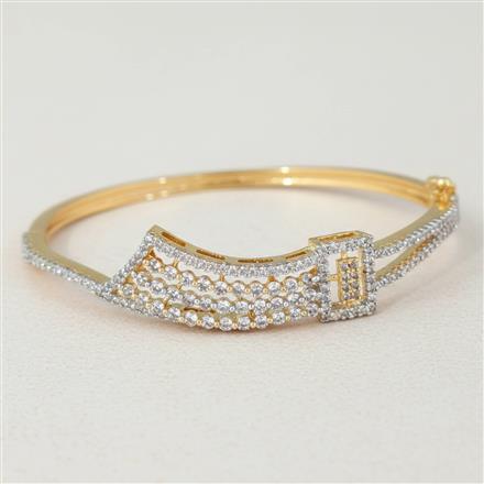 Cz Classic Kada With 2 Tone Rhodium Plating