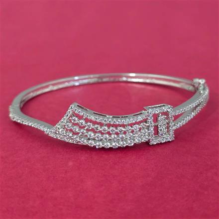 Cz Classic Kada With 2 Tone Rhodium Plating