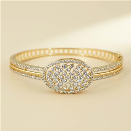 Cz Classic Kada With 2 Tone Rhodium Plating