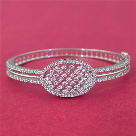 Cz Classic Kada With 2 Tone Rhodium Plating