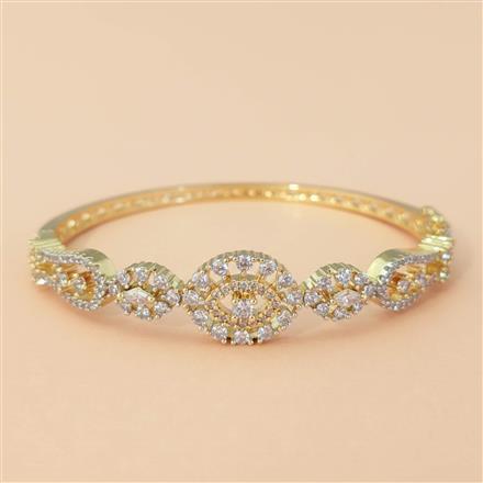 Cz Classic Kada With 2 Tone Rhodium Plating