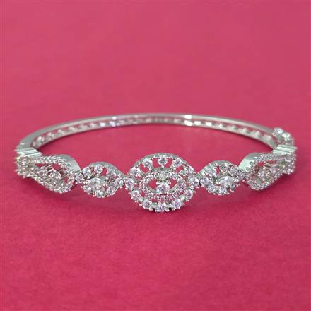 Cz Classic Kada With 2 Tone Rhodium Plating