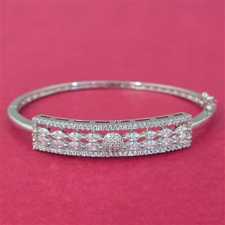 Cz Classic Kada With 2 Tone Rhodium Plating