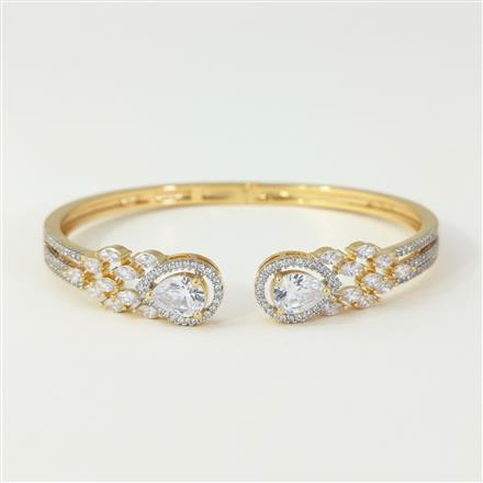 Cz Classic Kada With 2 Tone Rhodium Plating