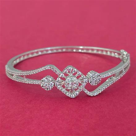 Cz Classic Kada With 2 Tone Rhodium Plating