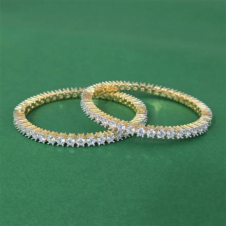 Cubic Zirconia Openable Bangles With 2 Tone Rhodium Plating