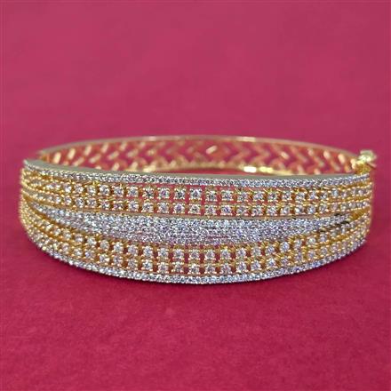 Cz Classic Kada With 2 Tone Rhodium Plating