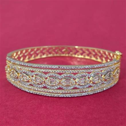 Cz Openable Kada With Mehndi 2 Tone Rhodium Plating
