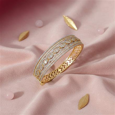 Cz Classic Kada With 2 Tone Rhodium Plating