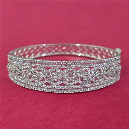 Cz Classic Kada With 2 Tone Rhodium Plating