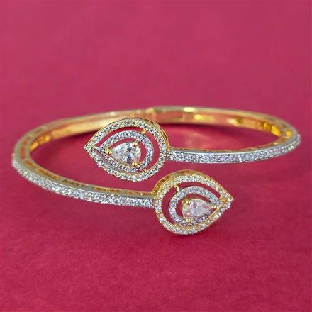Cz Classic Kada With 2 Tone Rhodium Plating
