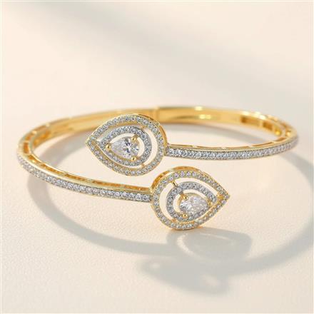 Cz Classic Kada With 2 Tone Rhodium Plating