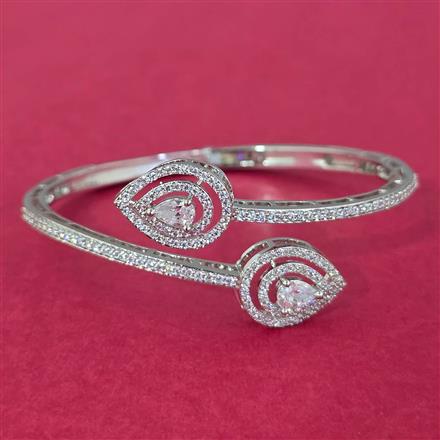 Cz Classic Kada With 2 Tone Rhodium Plating