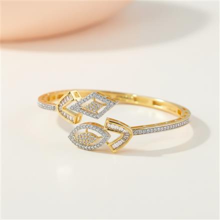 Cz Classic Kada With 2 Tone Rhodium Plating
