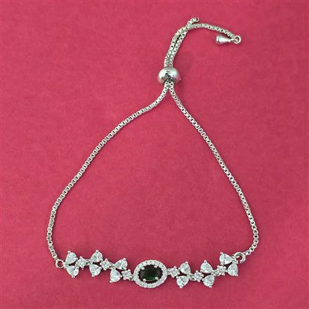 Cz Adjustable Bracelet With Rhodium Plating