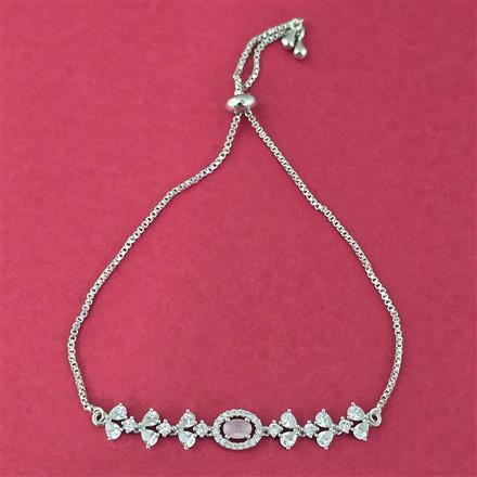 Cz Adjustable Bracelet With Rhodium Plating