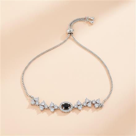 Cz Adjustable Bracelet With Rhodium Plating