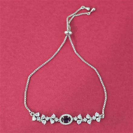 Cz Adjustable Bracelet With Rhodium Plating
