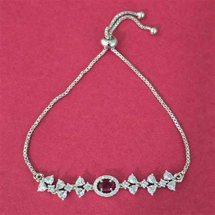 Cz Adjustable Bracelet With Rhodium Plating
