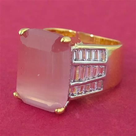 Cz Adjustable Ring With 2 Tone Plating