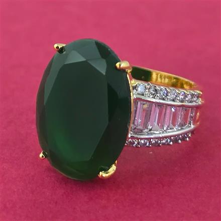 Cz Adjustable Ring With 2 Tone Plating