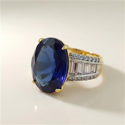 Cz Adjustable Ring With 2 Tone Plating