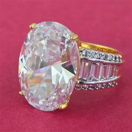 Cz Adjustable Ring With 2 Tone Plating