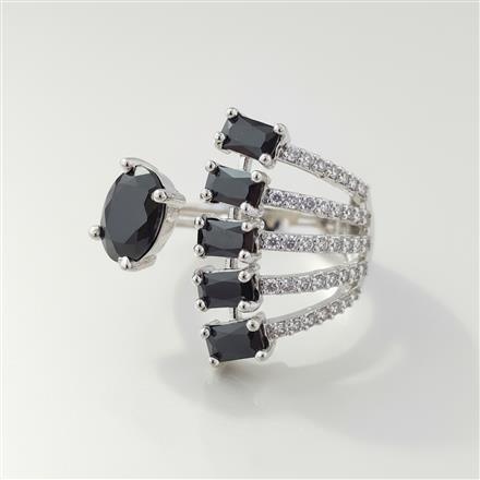 Cz Adjustable Ring With Rhodium Plating