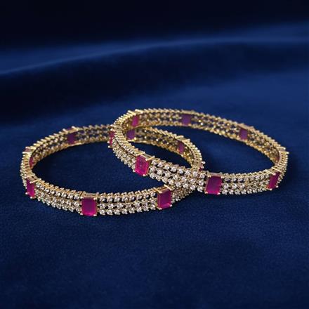 Cubic Zirconia Classic Bangles With Mehndi Plating