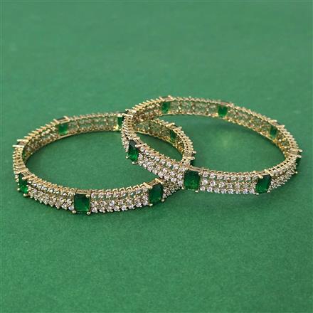 Cubic Zirconia Classic Bangles With Mehndi Plating