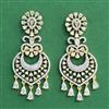 Cz Classic Earring With Mehndi 2 Tone Rhodium Plating