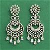 Cz Classic Earring With Mehndi 2 Tone Rhodium Plating