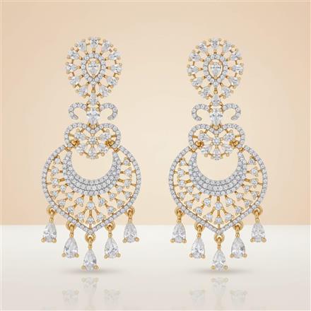 Cz Classic Earring With Mehndi 2 Tone Rhodium Plating