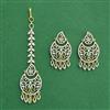 Cz Classic Earring Tikka With Mehndi 2 Tone Rhodium Plating