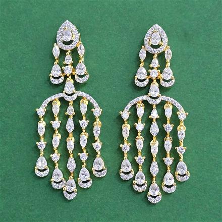 Cz Classic Earring With 2 Tone Rhodium Plating