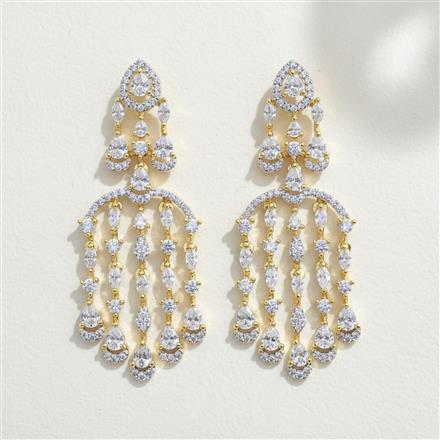 Cz Classic Earring With 2 Tone Rhodium Plating