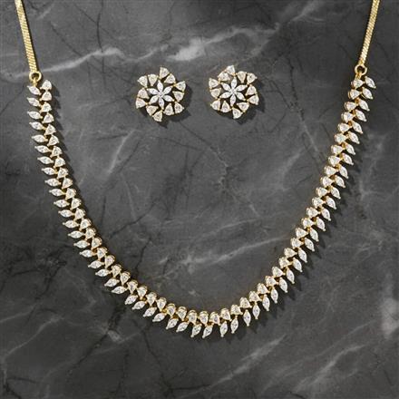 Cubic Zirconia Classic Necklace Set With 2 Tone Rhodium Plating