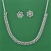 Cubic Zirconia Classic Necklace Set With 2 Tone Rhodium Plating