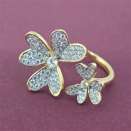 Cz Adjustable Ring With 2 Tone Rhodium Plating