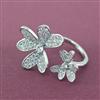 Cz Adjustable Ring With 2 Tone Rhodium Plating