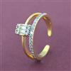 Cz Adjustable Ring With 2 Tone Rhodium Plating