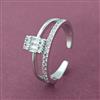 Cz Adjustable Ring With 2 Tone Rhodium Plating