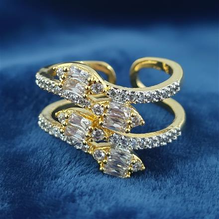 Cz Adjustable Ring With 2 Tone Rhodium Plating