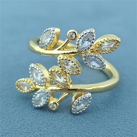 Cz Adjustable Ring With 2 Tone Rhodium Plating