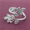 Cz Adjustable Ring With 2 Tone Rhodium Plating