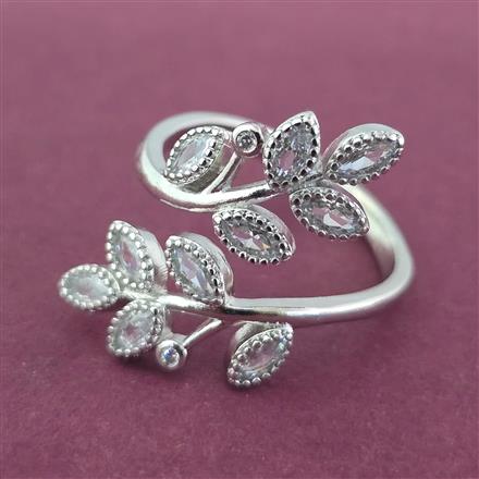 Cz Adjustable Ring With 2 Tone Rhodium Plating